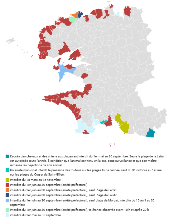 carte plage autorisée aux chiens Finistère