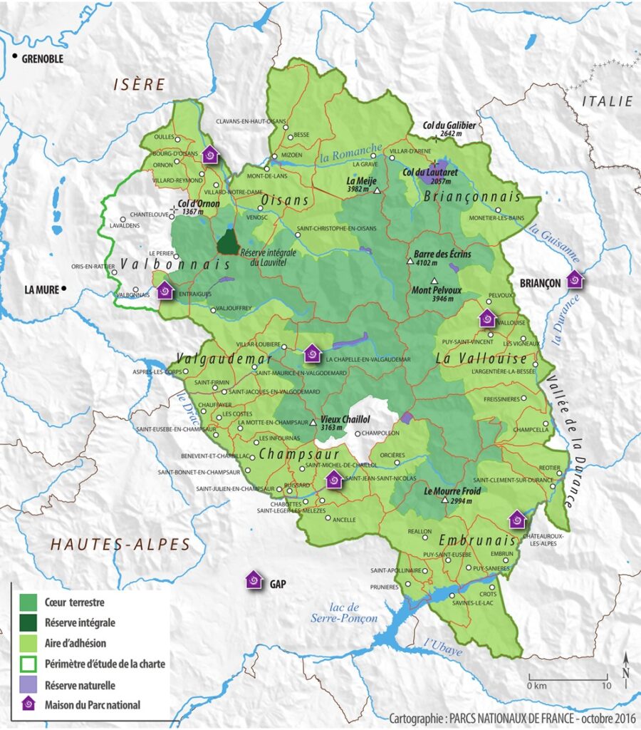 carte parc des écrins avec un chien