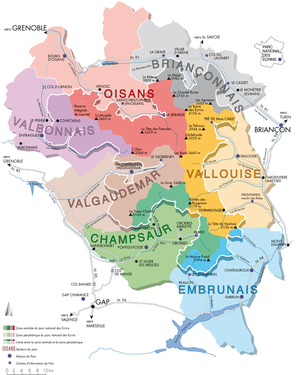 carte parc des écrins chien par secteur