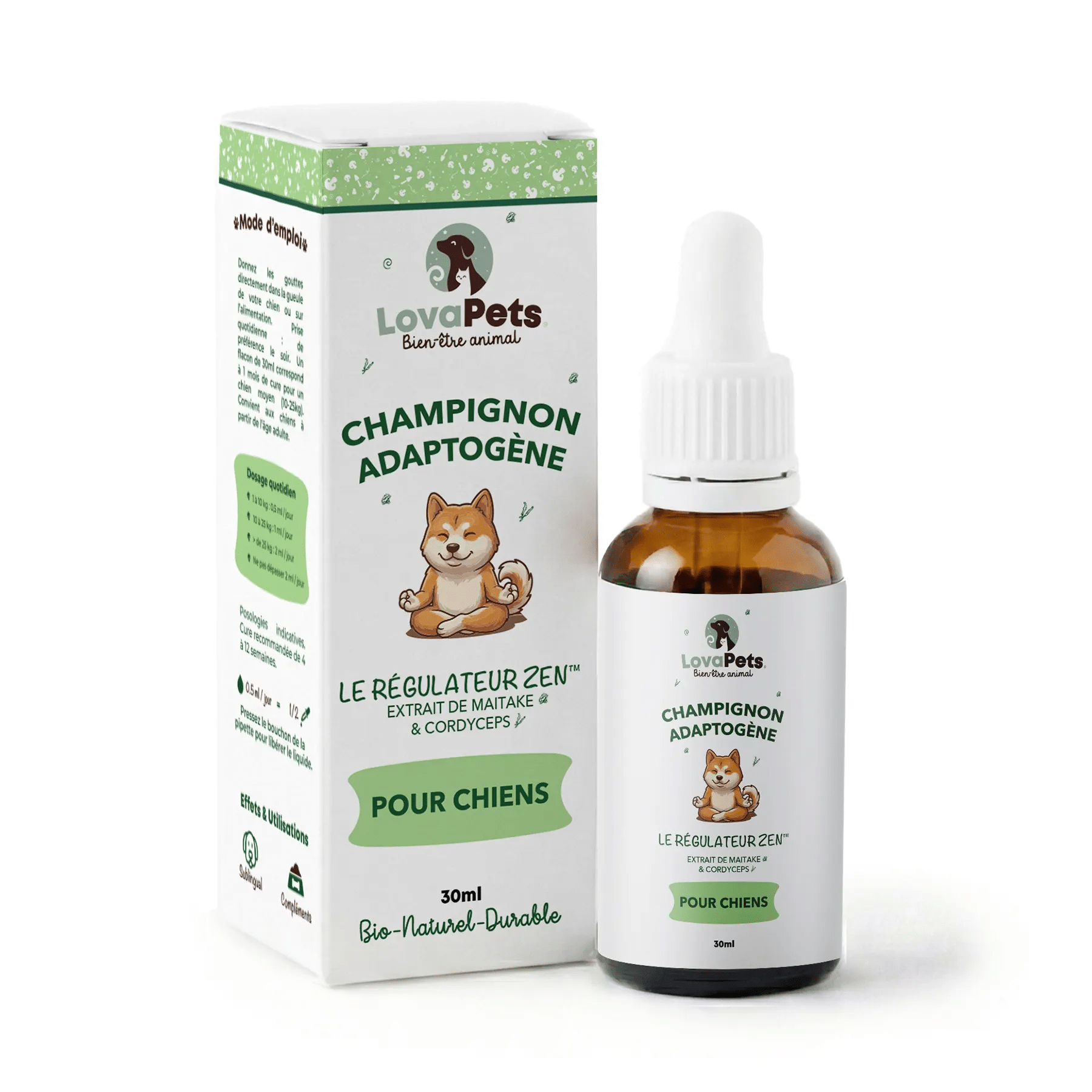 Flacon Le Régulateur Zen de Lovapets, maitake et cordyceps
